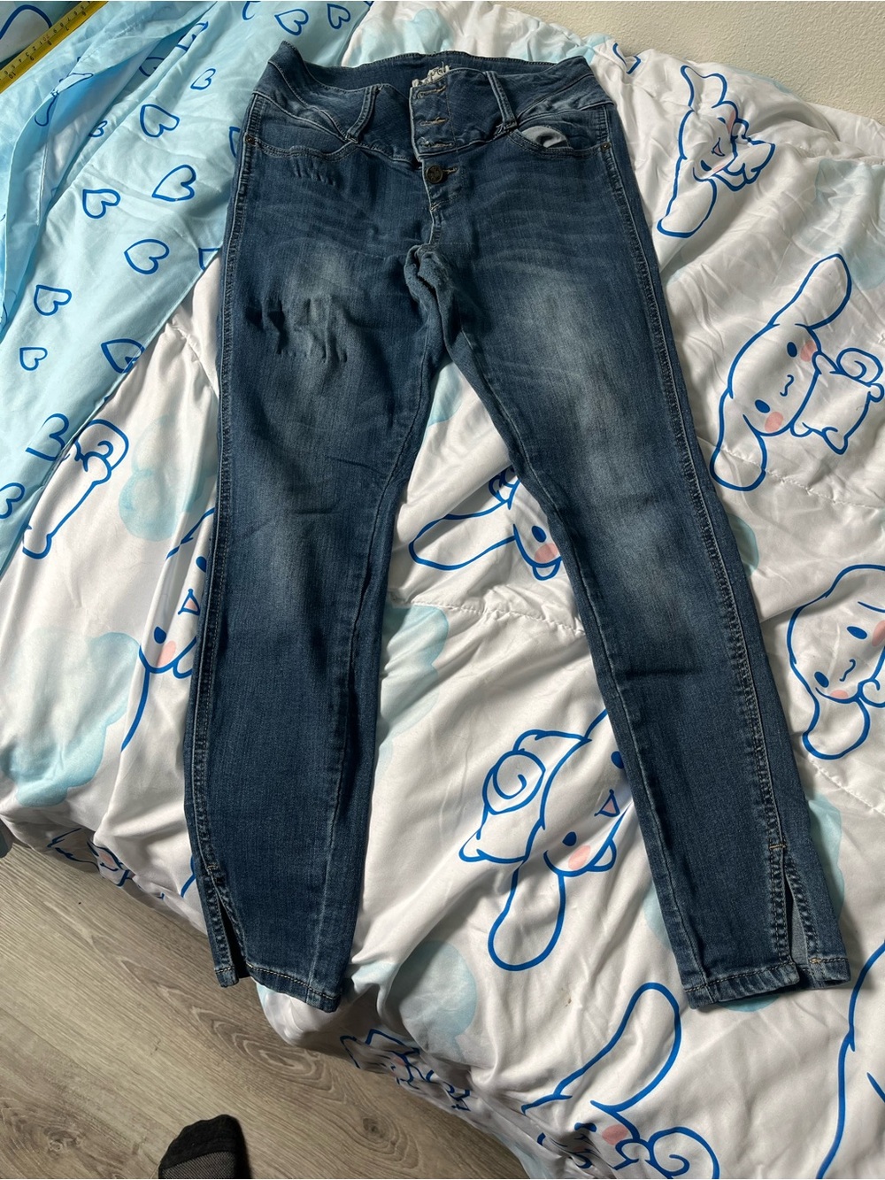 Indigo Rein Dark Blue High-Rise Skinny Jeans with Ankle Zips